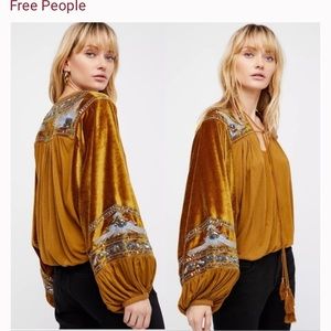 FREE PEOPLE HEARTS AFLAME VELVET TOP SIZE SMALL